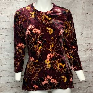 Ivanka Trump Velvet Burgundy Peplum Top Small #495